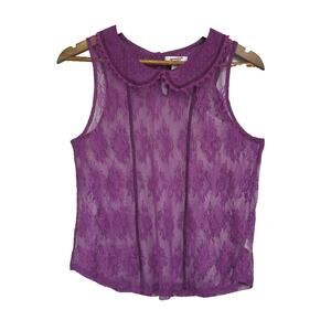 Vintage Sz L Purple Babydoll Sheer Fairy Feminine Y2K Whimsgoth Preppy Top